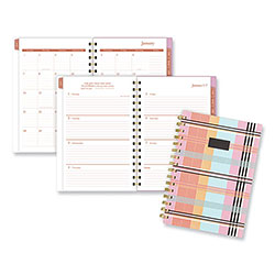 At-A-Glance Cher Weekly/Monthly Planner, Plaid Artwork, 8.5 x 6.38, Pink/Blue/Orange Cover, 12-Month (Jan to Dec): 2024
