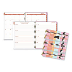 At-A-Glance Cher Weekly/Monthly Planner, Plaid Artwork, 11 x 9.25, Pink/Blue/Orange Cover, 12-Month (Jan to Dec): 2024