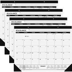 At-A-Glance Desk Calendars, 1PPM, 12 Months, Jan-Dec, 24 inx19 in, 4/BD, Black/WE