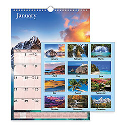 At-A-Glance Scenic Monthly Wall Calendar, Scenic Landscape Photography, 12 x 17, White/Multicolor Sheets, 12-Month (Jan to Dec): 2024