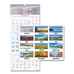 At-A-Glance Scenic Three-Month Wall Calendar, Scenic Landscape Photography, 12 x 27, White Sheets, 14-Month (Dec to Jan): 2023 to 2025