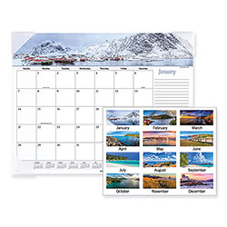 At-A-Glance Seascape Panoramic Desk Pad, Seascape Panoramic Photography, 22 x 17, White Sheets, Clear Corners, 12-Month (Jan-Dec): 2024