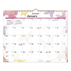 At-A-Glance Watercolors Recycled Monthly Wall Calendar, Watercolors Artwork, 15 x 12, White/Multicolor Sheets, 12-Month (Jan-Dec): 2024