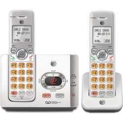 AT&T Cordless Phone, w/2 Handsets, 5-3/5 inx3-2/5 inx5-3/5 in, Silver