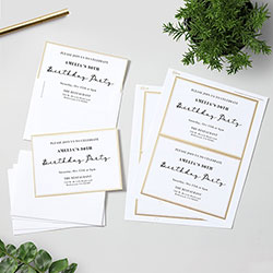 Avery Invitation Cards with Metallic Border, Inkjet/Laser, 80 lb, 5 x 7, Matte White, 2 Cards/Sheet, 15 Sheets/Pack