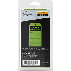 Avery Color-coded READY FOR SERVICE Repair Tags - 5.75 in Length x 3 in Width - 25 / Pack - Card Stock, Manila - Green