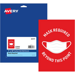 Avery Decal, inMask Required Beyond This Point in ,Wall,7 inX10 in ,5/Pk,We