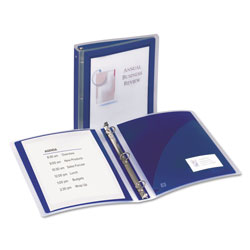 Avery Flexi-View Binder with Round Rings, 3 Rings, 1.5 in Capacity, 11 x 8.5, Navy Blue