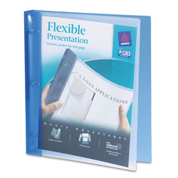 Avery Flexible View Binder with Round Rings, 3 Rings, 1 in Capacity, 11 x 8.5, Blue