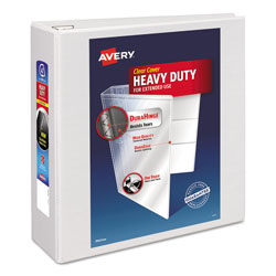 Avery Heavy-Duty View Binder with DuraHinge and Locking One Touch EZD Rings, 3 Rings, 4 in Capacity, 11 x 8.5, White