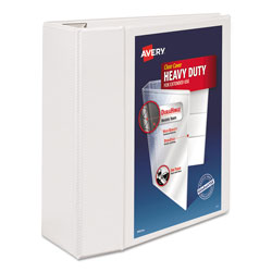Avery Heavy-Duty View Binder with DuraHinge and Locking One Touch EZD Rings, 3 Rings, 5 in Capacity, 11 x 8.5, White