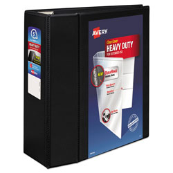 Avery Heavy-Duty View Binder with DuraHinge and Locking One Touch EZD Rings, 3 Rings, 5 in Capacity, 11 x 8.5, Black