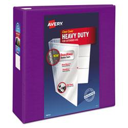 Avery Heavy-Duty View Binder with DuraHinge and Locking One Touch EZD Rings, 3 Rings, 4 in Capacity, 11 x 8.5, Purple