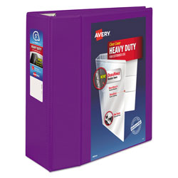 Avery Heavy-Duty View Binder with DuraHinge and Locking One Touch EZD Rings, 3 Rings, 5 in Capacity, 11 x 8.5, Purple