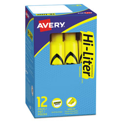 Avery HI-LITER Desk-Style Highlighters, Chisel Tip, Yellow, Dozen (AVE07742)