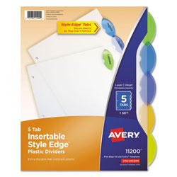 Avery Insertable Style Edge Tab Plastic Dividers, 5-Tab, 11 x 8.5, Translucent, 1 Set