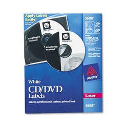 Avery Laser CD Labels, Matte White, 100/Pack (AVE5698)