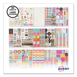 Avery Planner Sticker Variety Pack for Moms, Budget, Family, Fitness, Holiday, Work, Assorted Colors, 1,820/Pack