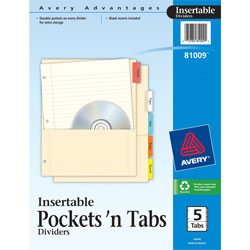 Avery Pocket Sheet Divider, Assorted Colors