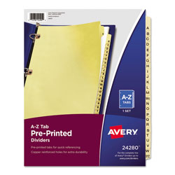 Avery Preprinted Laminated Tab Dividers w/Copper Reinforced Holes, 25-Tab, Letter