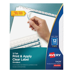 Avery Print and Apply Index Maker Clear Label Dividers, 12 White Tabs, Letter, 5 Sets