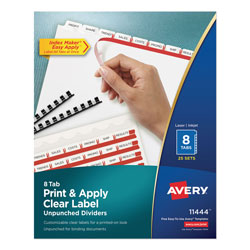 Avery Print and Apply Index Maker Clear Label Unpunched Dividers, 8-Tab, Ltr, 25 Sets