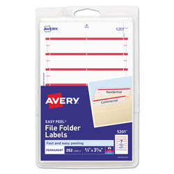 Avery Printable 4" x 6" - Permanent File Folder Labels, 0.69 x 3.44, White, 7/Sheet, 36 Sheets/Pack (AVE05201)