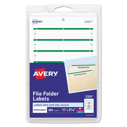 Avery Printable 4" x 6" - Permanent File Folder Labels, 0.69 x 3.44, White, 7/Sheet, 36 Sheets/Pack (AVE05203)