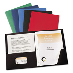 Avery Two-Pocket Folder, Prong Fastener, Letter, 1/2 in Capacity, Dark Blue, 25/Box