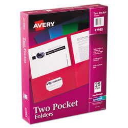 Avery Two-Pocket Folder, 40-Sheet Capacity, Assorted Colors, 25/Box (AVE47993)