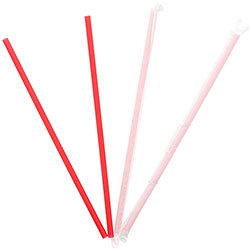 Banyan Giant Red Straws - Wrapped - 10.3 in, 1200 / Carton - Red