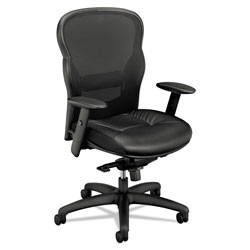 Basyx by Hon Wave Mesh High-Back Task Chair, Supports up to 250 lbs., Black Seat/Black Back, Black Base