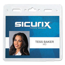 Baumgarten's Sicurix Vinyl Badge Holder, 4 x 3, Clear, 50/Pack