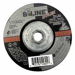 Bee Line Abrasives Flexible Depressed Center Wheel, 4 1/2in Dia, 1/8in Thick, 5/8-11in Arbor, 46 Grit