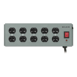Belkin Metal SurgeMaster Surge Protector, 10 Outlets, 15 ft Cord, 885 Joules, Dark Gray