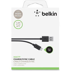 Belkin Tangle Free Micro USB Charge/Sync Cable, 4', Black