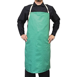 Best Welds Flame-Retardant Cotton Sateen Bib Aprons with Leather Protective Patch, 24 in x 42 in, Visual Green