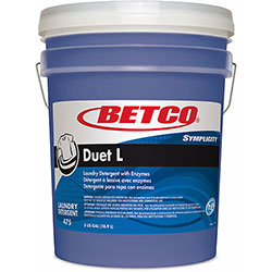 Betco Symplicity Duet L Detergent With Bleach Alternative, 5 Gallon - Ready-To-Use Liquid - 640 fl oz (20 quart) - 720 oz (45 lb) - Fresh Scent - Blue