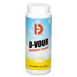 Big D D-Vour Absorbent Powder, Canister, Lemon, 16oz, 6/Carton