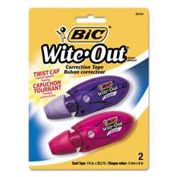 Bic Wite-Out Mini Twist Correction Tape, Non-Refillable, 1/5 in x 314 in, 2/Pack