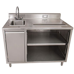 BK Resources Stainless Steel Beverage Table with Left Sink, Rectangular, 30 in x 72 in x 41.5 in, Silver