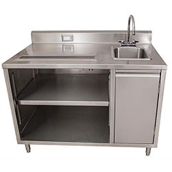 BK Resources Stainless Steel Beverage Table with Right Sink, Rectangular, 30 in x 60 in x 41.5 in, Silver Top/Base