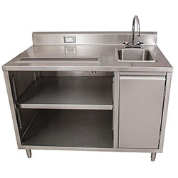BK Resources Stainless Steel Beverage Table with Right Sink, Rectangular, 30 in x 72 in x 41.5 in, Silver