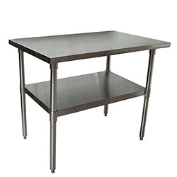 BK Resources Stainless Steel Flat Top Work Tables, 48w x 24d x 36h, Silver, 2/Pallet