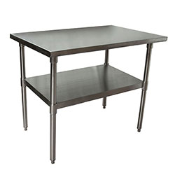 BK Resources Stainless Steel Flat Top Work Tables, 48w x 30d x 36h, Silver, 2/Pallet