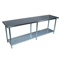 BK Resources Stainless Steel Flat Top Work Tables, 96w x 30d x 36h, Silver, 2/Pallet