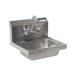 BK Resources Stainless Steel Hand Sink with Faucet, 14 in l x 10 in w x 5 in d