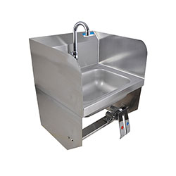 BK Resources Stainless Steel Hand Sink with Side Splashes, 14 in l x 10 in w x 5 in d