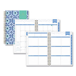 Blue Sky Day Designer Tile Weekly/Monthly Planner, Tile Artwork, 8 x 5, Blue/White Cover, 12-Month (Jan to Dec): 2024