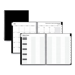 Blue Sky Teacher's Weekly/Monthly Lesson Planner, One Week per Two-Page Spread (Nine Classes), 11 x 8.5, Black Cover, 2023 to 2024